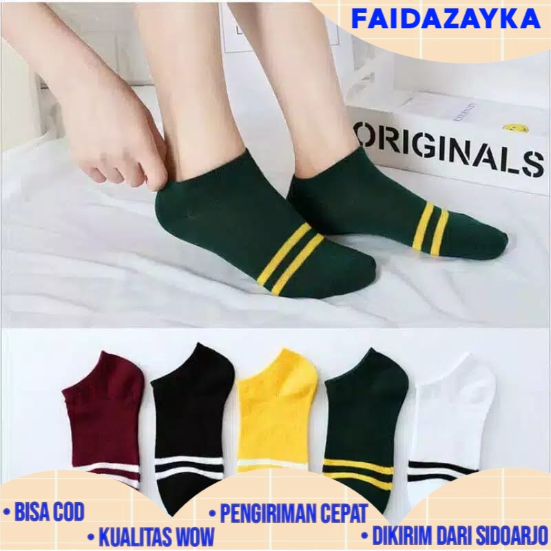 ZAYKA== KAOS KAKI WANITA KOREAN MOTIF DUA GARIS BAWAH IMPORT