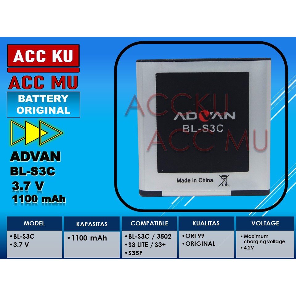 BATERAI ADVAN S3 PLUS BATTERY ADVAN S3C 3502 S3LTE S35F  ORIGINAL 99