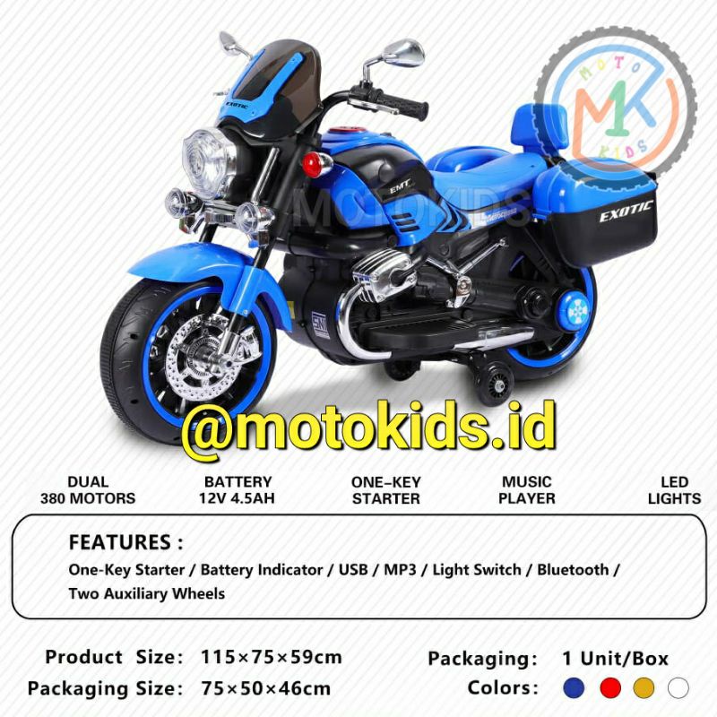 Motor Aki Anak HARLEY Motokids 12V Mainan Anak Motor Aki EMT 2208 EMT2208 Motoran electric toys