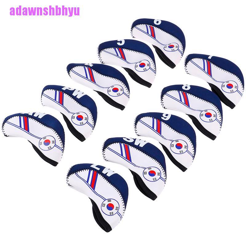 10pcs / set Cover Pelindung Kepala Tongkat Golf Bahan Neoprene