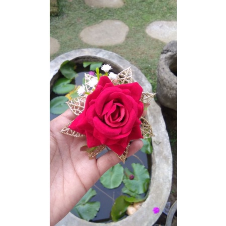 jepit bebek mawar beludru mini glitter/hiasan sanggul/hair do/aksesoris bali