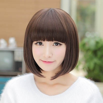 Wig Rambut Palsu Bob Poni Depan Pendek Murah Dark Brown 4271 Shopee Indonesia