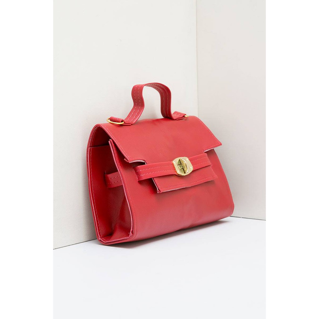 tas selempang wanita kunci depan merah sling bag cewek (2G1)  bta217