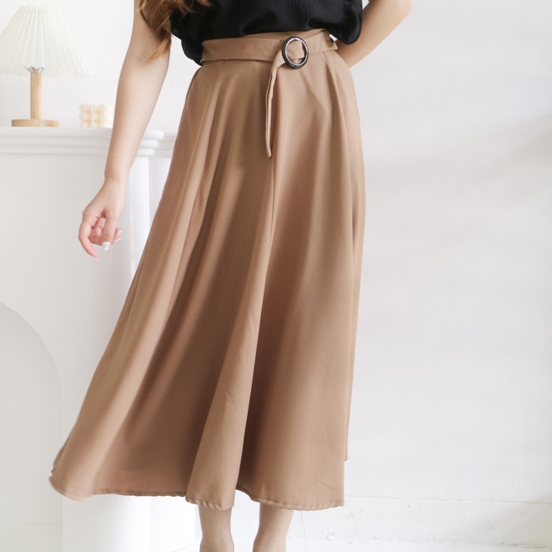 MSMO Juliet Long Skirt Belt / Rok Wanita / Skirt-Brown