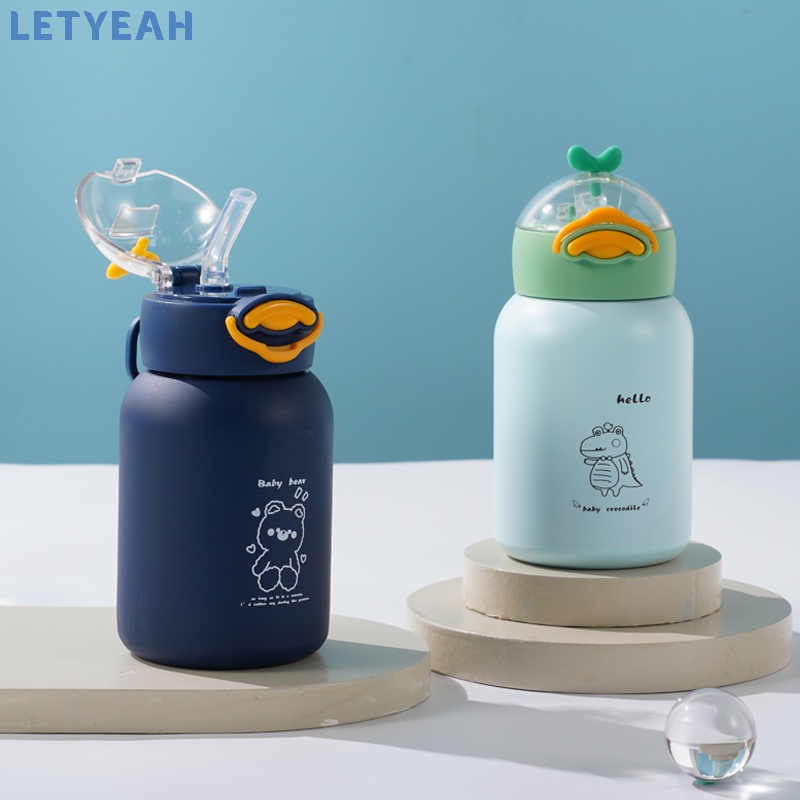 letyeah Botol air minum anak sedotan 350ml portable/Botol termos anak stainless 304