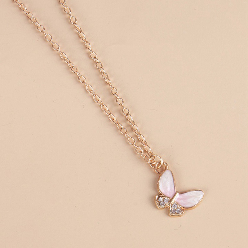 Cute Butterfly Necklaces Pendants Silver Color Cubic Zirconia Jewelry Chain Necklace For Women