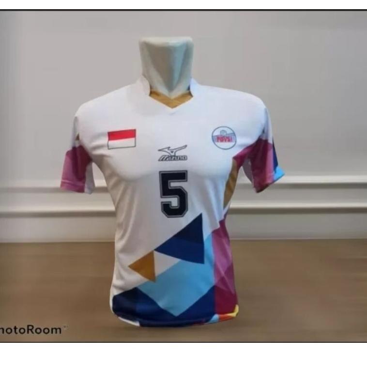 Abstrak Putih Stelan baju volly kaos olahraga jersey bola voli printing ▫ TET.657041