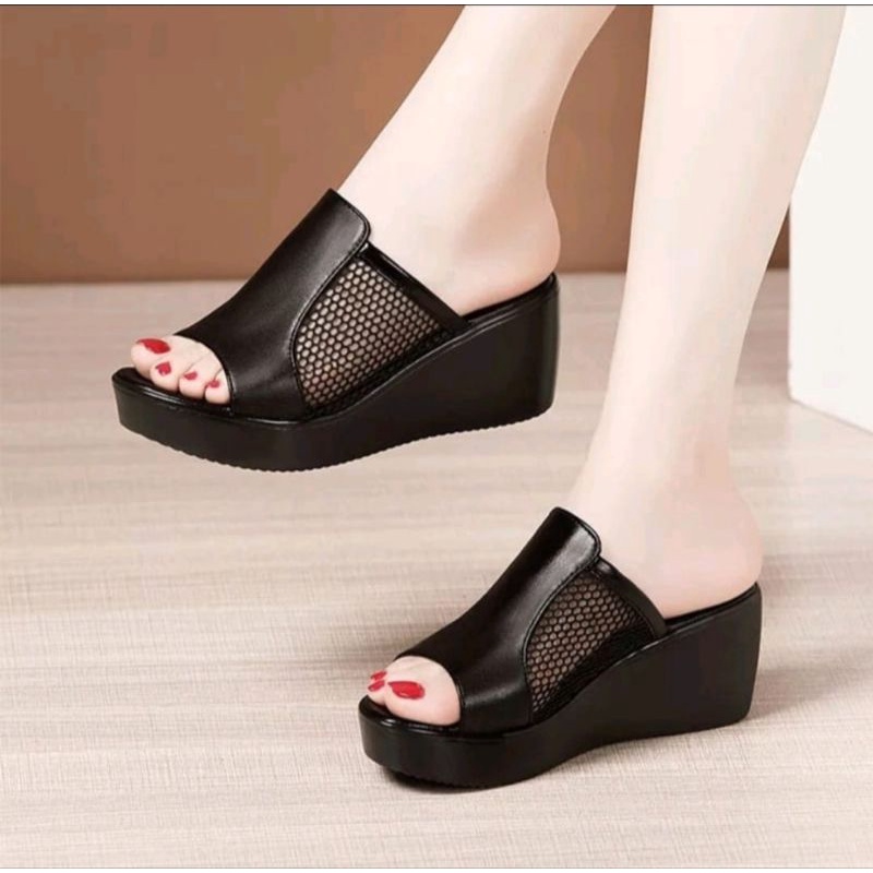 ABBUSHOES PH 21 wedges kokop jaring almira sol karet  7cm