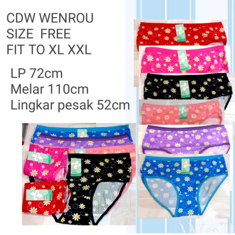 CELANA DALAM WANITA JUMBO 2 Mutif kembang kecil/besar merk Lily/wenrou