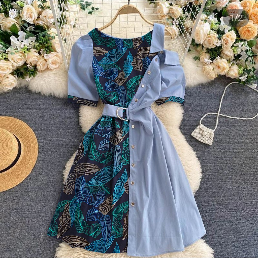 *[MCFK] Dress Beauties / Dress Flower Button Korea / Dress / Dress Casual Wanita / Pakaian Dress Wanita