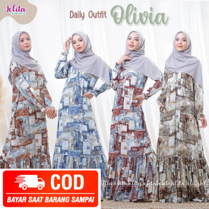 JELITA ||  HOMEDRESS WANITA DEWASA GAMIS DAILY OUTFIT BAHAN RAYON VISCOSE UNIQLO PREMIUM OLIVIA SERI