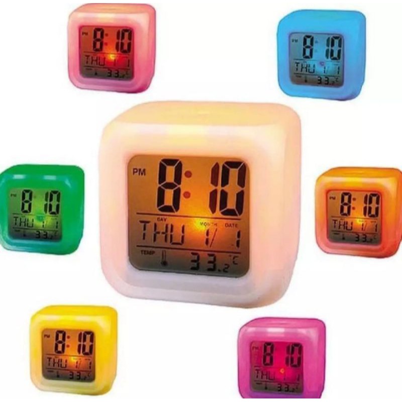 Jam Dadu Digital Rainbow berubah 7 Warna Led