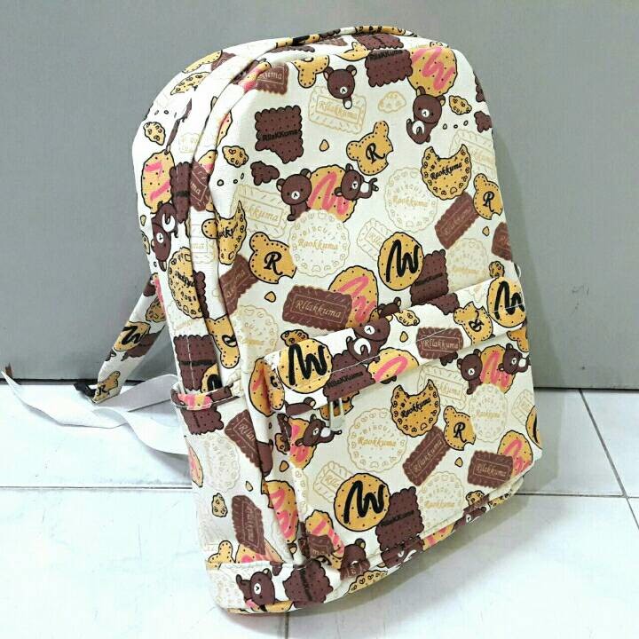 Tas Punggung Ransel Kanvas Rilakkuma Sanrio Unik Lucu Murah