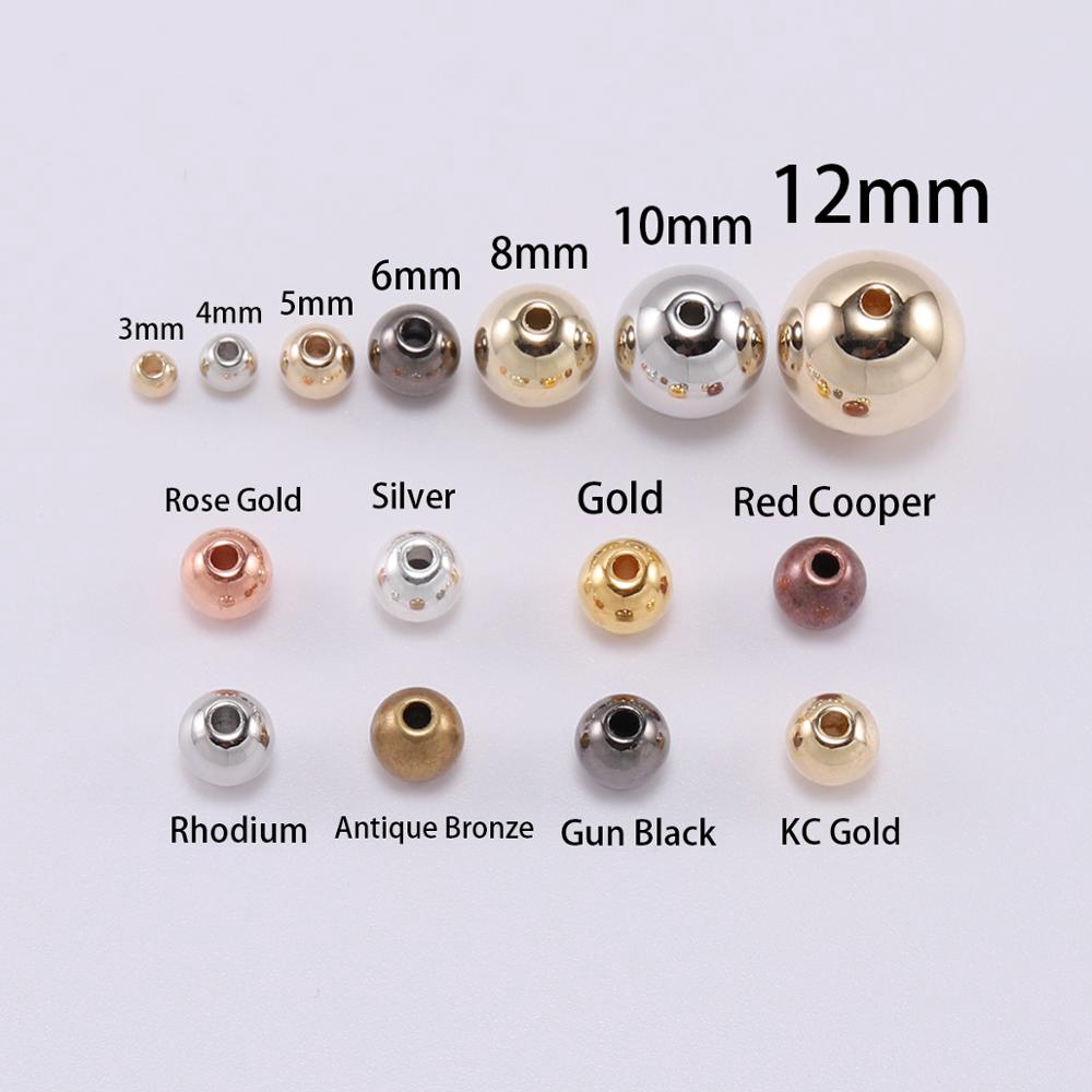 100pcs / Lot Manik-Manik Spacer Ccb Bulat 3 / 4 / 5 / 6 / 8mm Warna Gold / Silver Dengan Lubang Untuk Membuat Perhiasan Diy