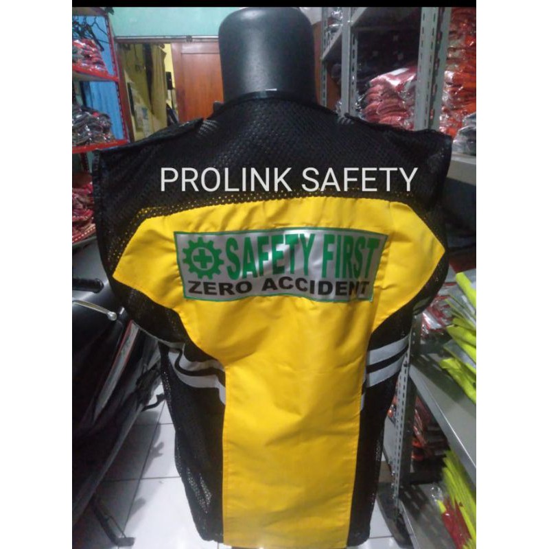 ROMPI SAFETY BAHAN TASLAN SAMPING JALA FREE LOGO DADA PUNGGUNG KUNING HITAM