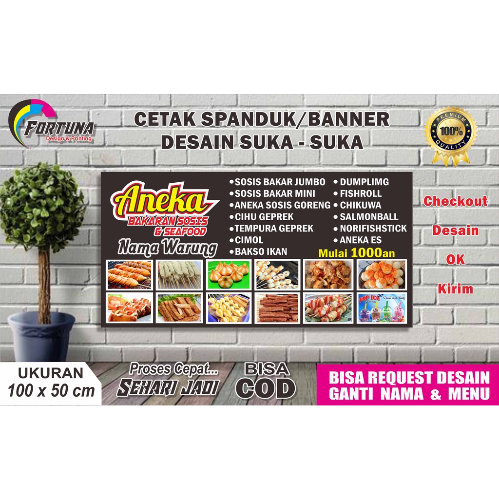 Spanduk Sosis Bakar & Aneka Sate Seafood_100x50