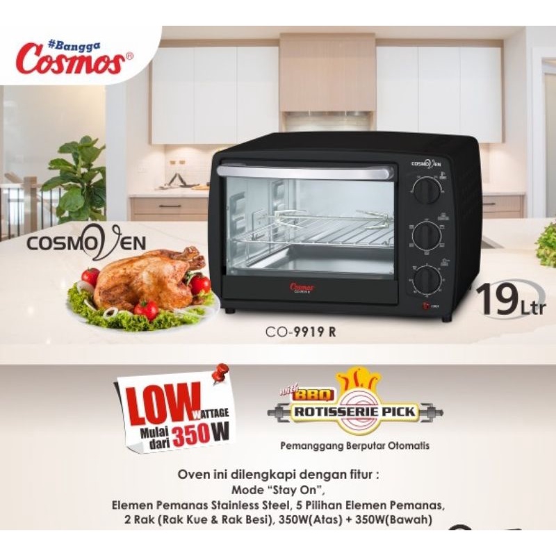 Oven listrik 19 liter cosmos co-9919 r / oven cosmos co9919r
