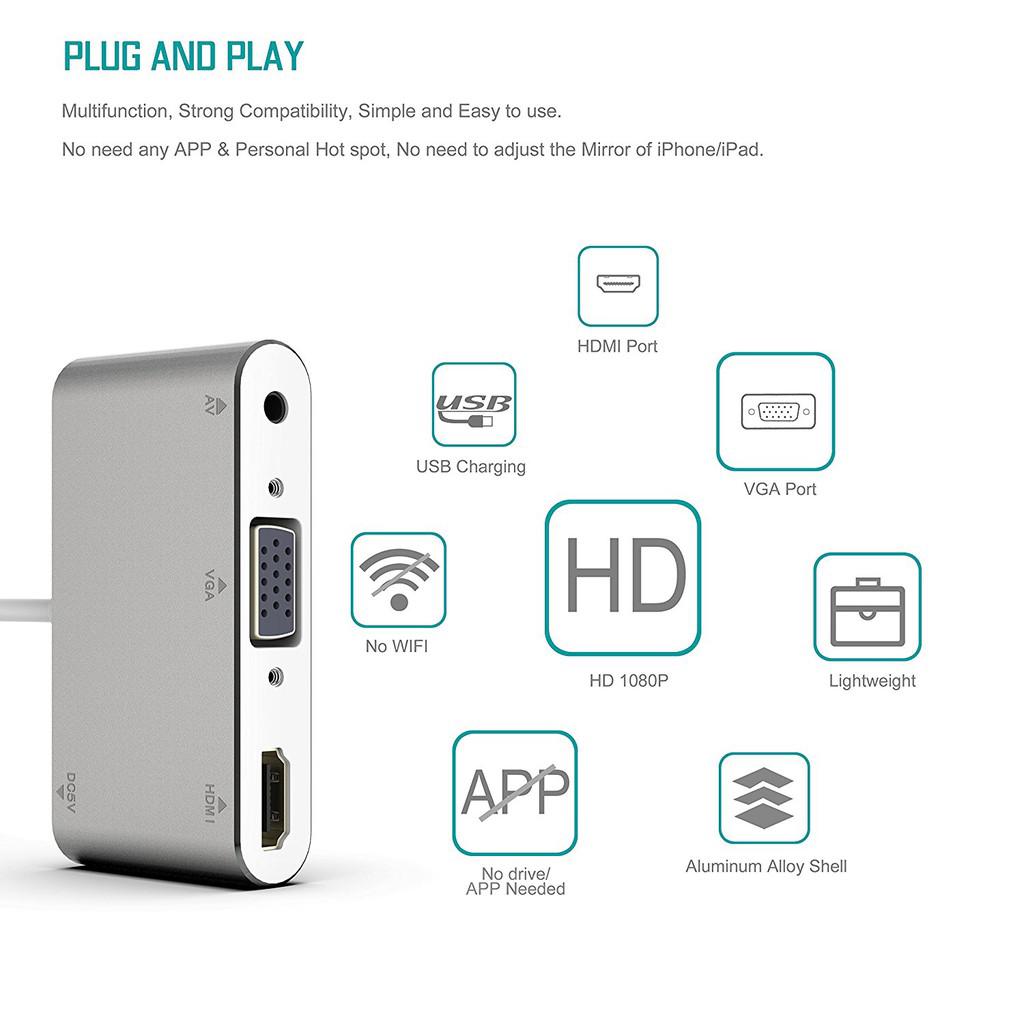 APPLE Lightning Hid   upkan HDMI VGA AV Converter iphone