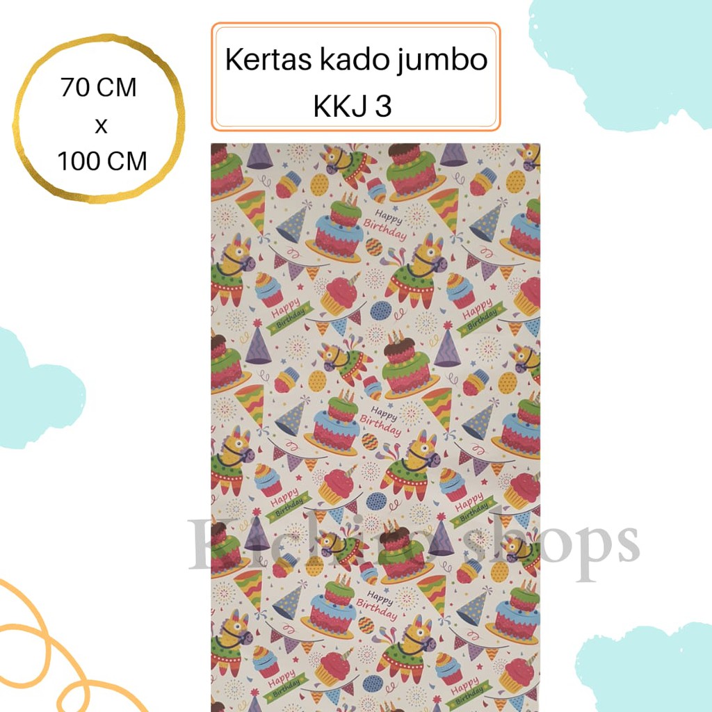 Extra Kertas Kado  Jumbo (Free Birthday Card Tag&amp; Pita Serut ) - Kichiro Shops