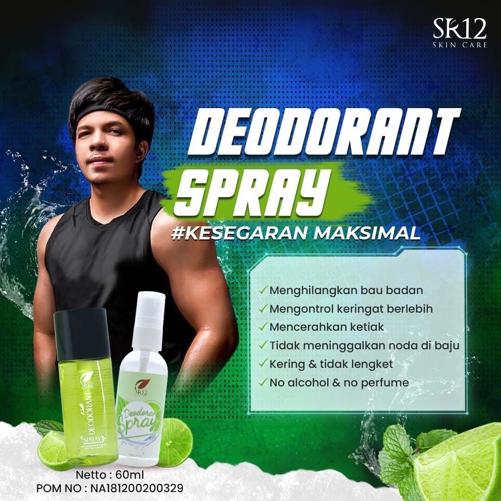 [ Paket Isi 3 ] DEODORANT SPRAY SR12 60ml 3pcs Non Alkohol Mencerahkan Ketiak Menghilangkan Bau Ketiak Bau Badan