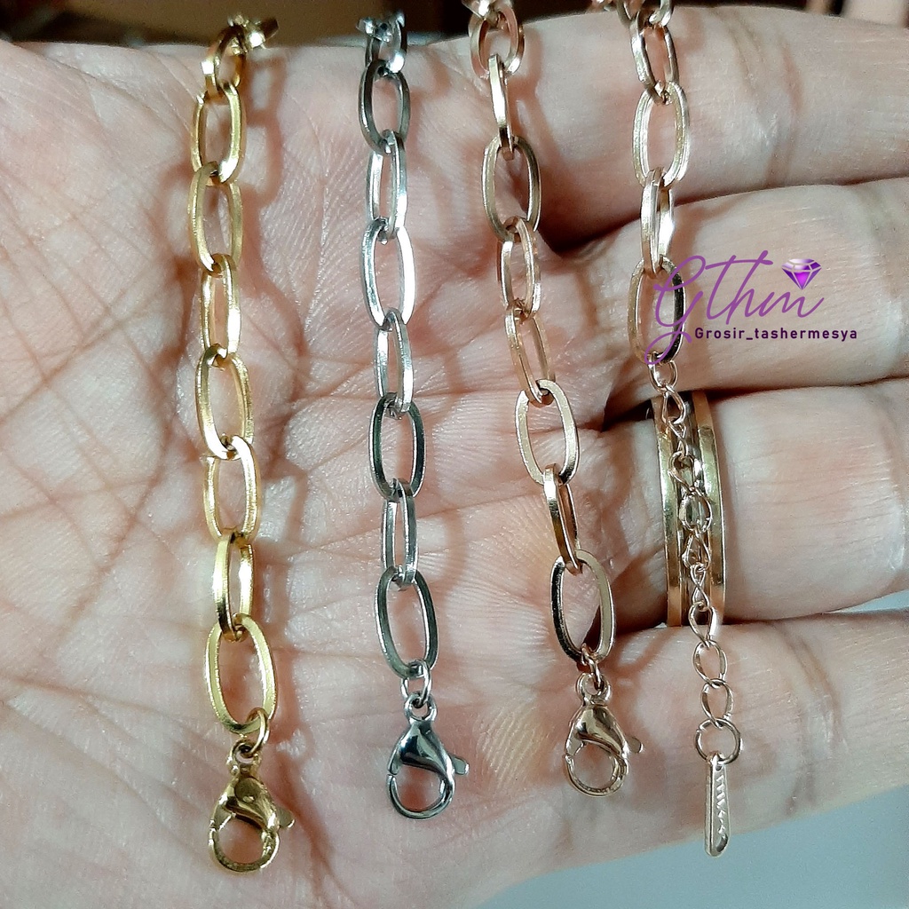 Gelang Wanita Titanium Rante Paperclip Perhiasan Import Premium Stainless Steel GT061 gthm