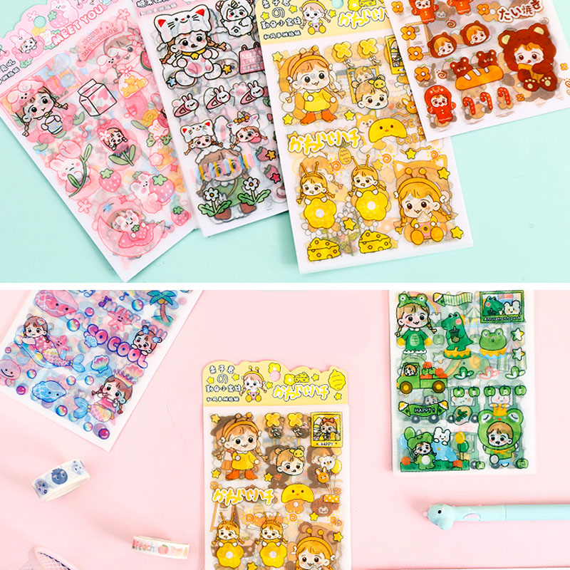4 Lembar Stiker Motif Kartun Lucu Untuk Dekorasi Diary