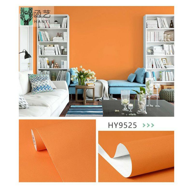 wallpaper dinding polos orange/ stiker dinding / wallpaper stiker