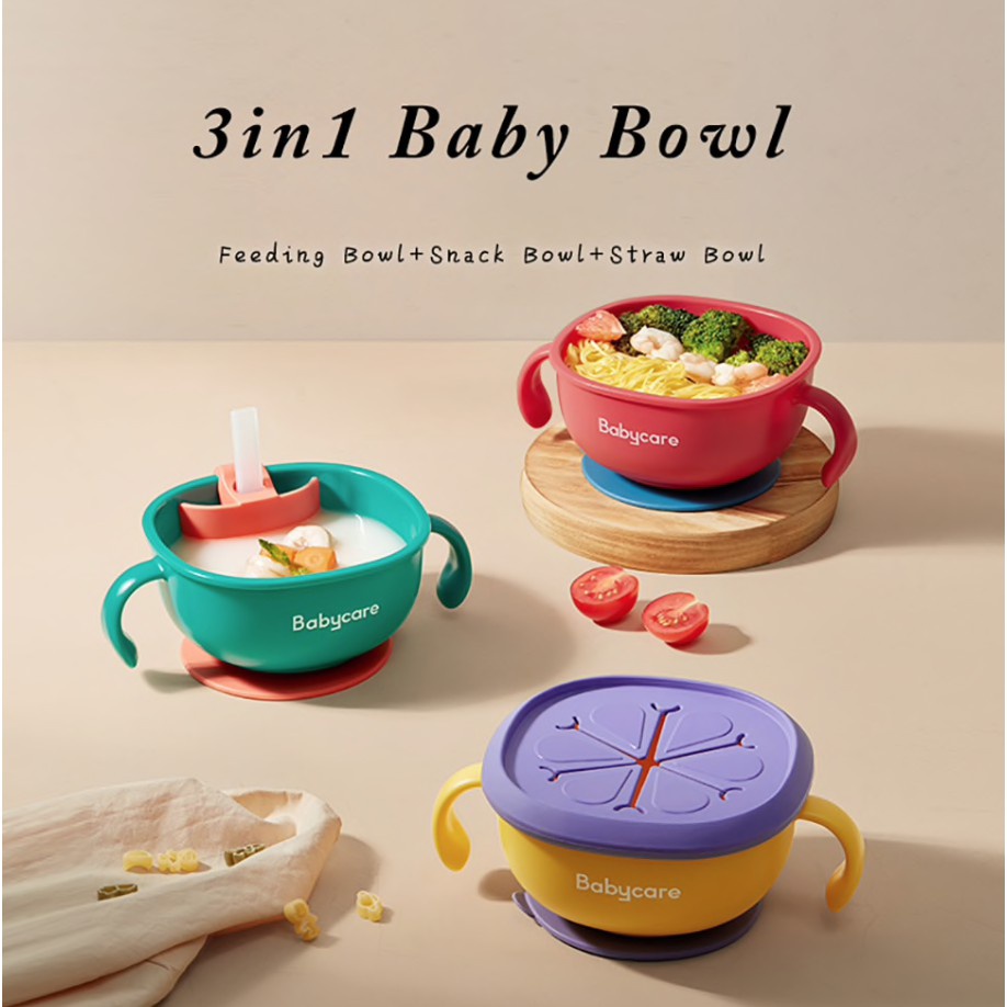 Babycare Snack Bowl 3 in 1 Pink