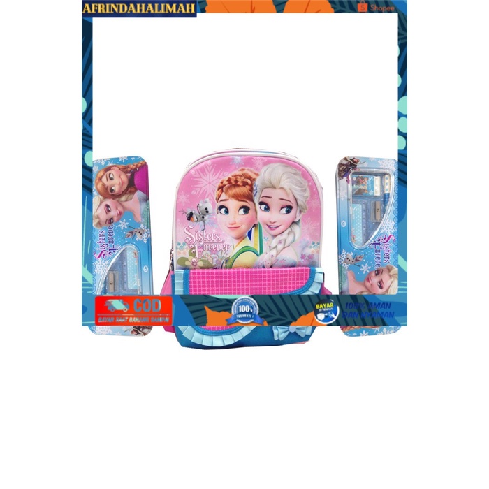

[TERBARU] Tas Ransel SEkolah Anak Frozen Fever Pita Renda TK SET