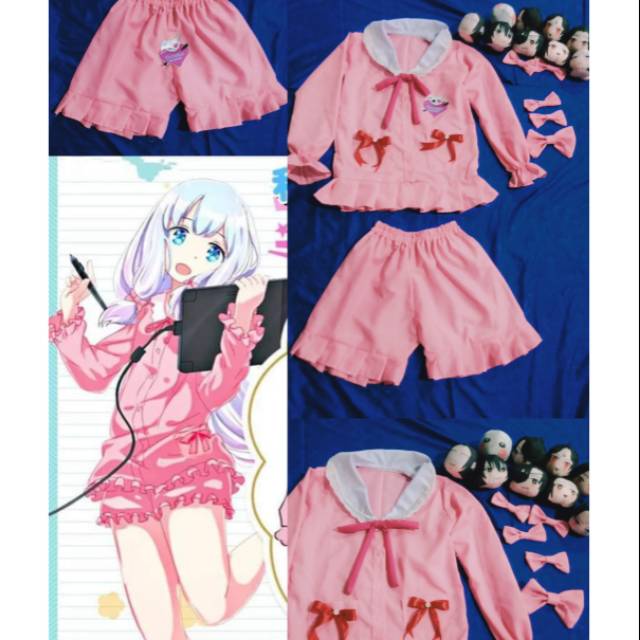 Izumi Sagiri piyama/cosplay Costume lemgkap dg pita