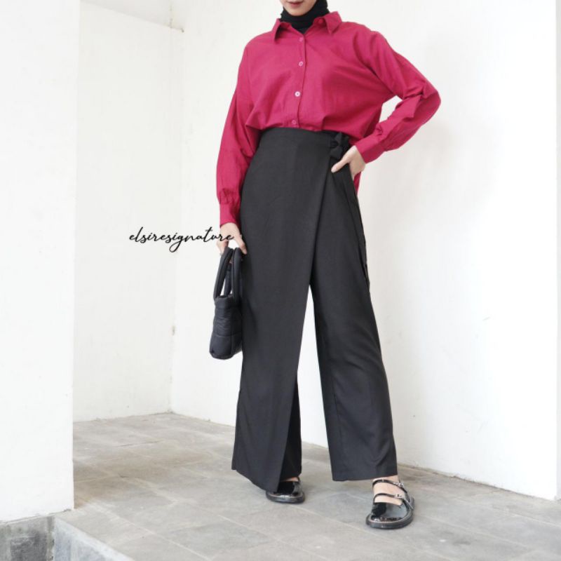 Celana Kulot  Rok 2in1 Bahan Airflow Crinkle Celana Rok Tied Magnolia  Outfit Terbaru Wanita | Outfit Remaja Terbaru Kekinian