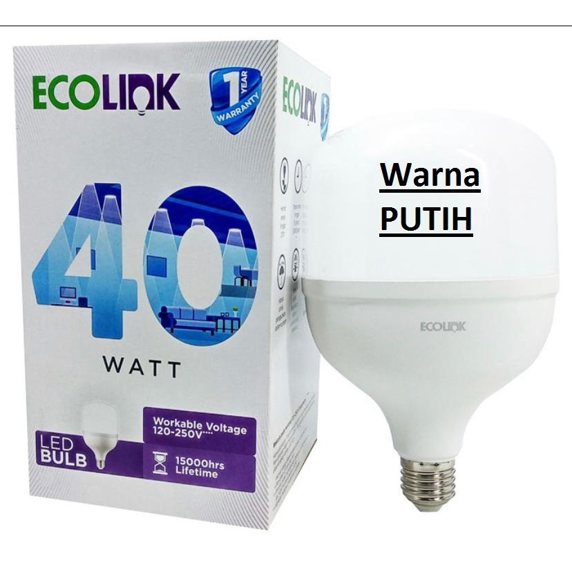 Lampu Bohlam LED Bulb 40 Watt 40Watt 40W W Putih Cool Daylight ECOLINK