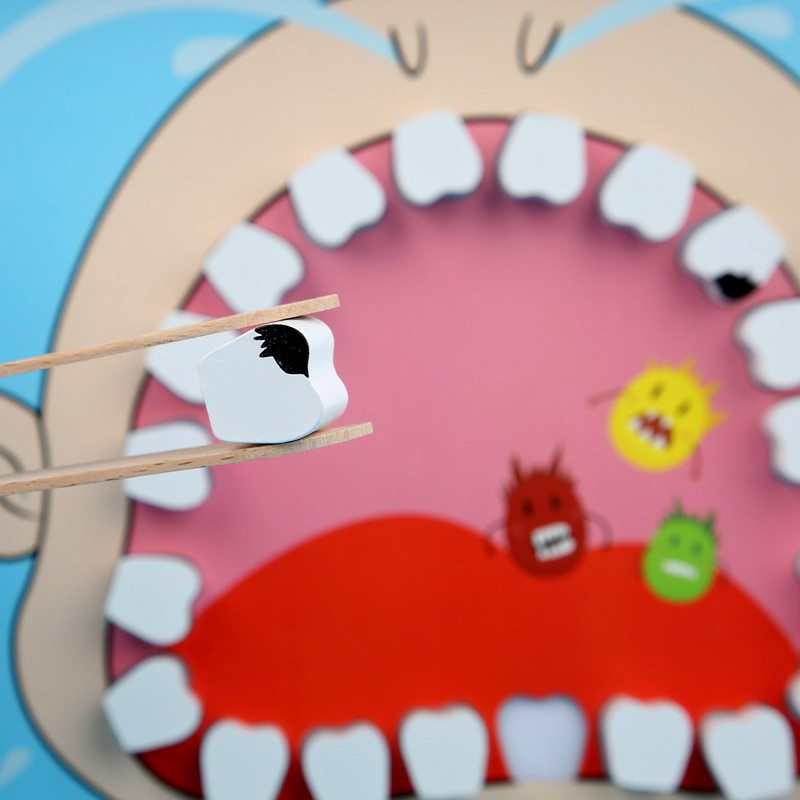 little dentist pretend play mainan kayu magnet dokter gigi