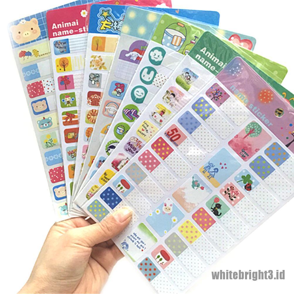 (white3) Stiker Label Nama Removable Untuk Buku Catatan Sekolah