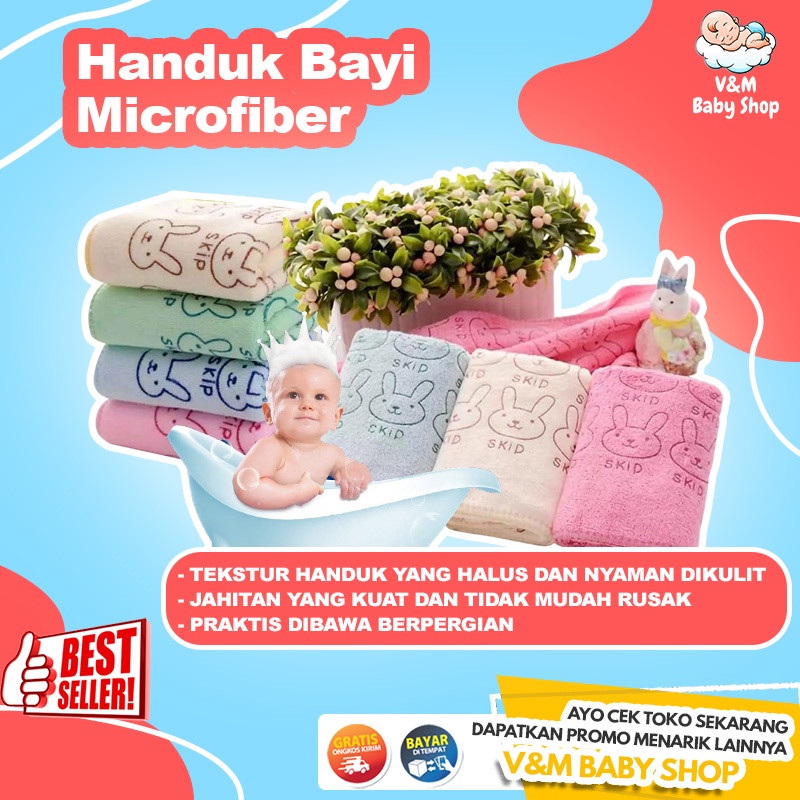 VnM028 | Handuk Bayi Microfiber Kecil / Handuk Traveling Bayi / Anduk Bayi Lembut / Perlengkapan Mandi Bayi / Handuk Bayi Murah