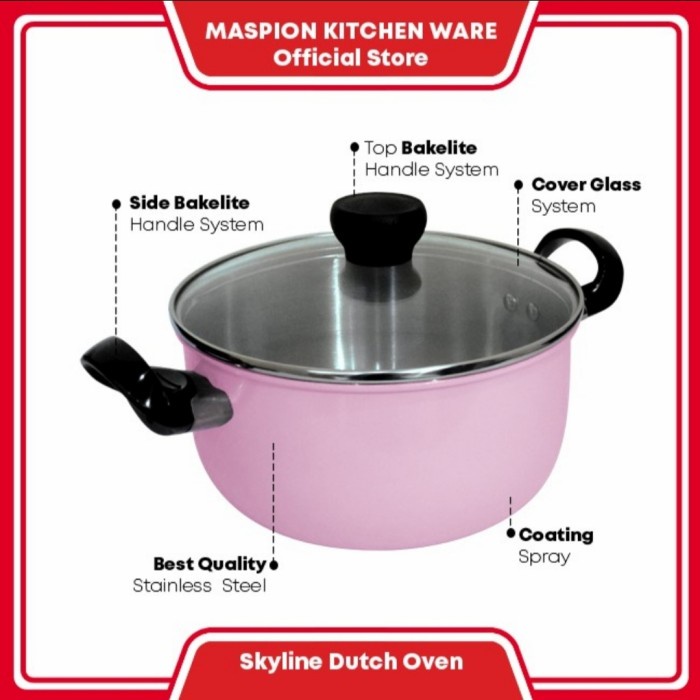 Maspion Panci Skyline Dutch Oven 20cm + Tutup Kaca Panci Stainless