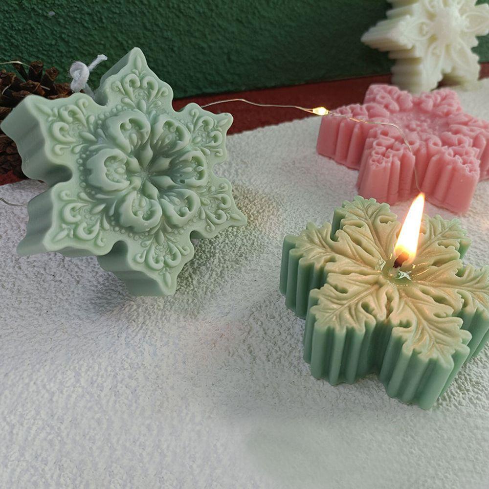 Top Candle Mold Casting Cetakan Lilin Snowflake Resin Kerajinan Tangan Cetakan Silikon