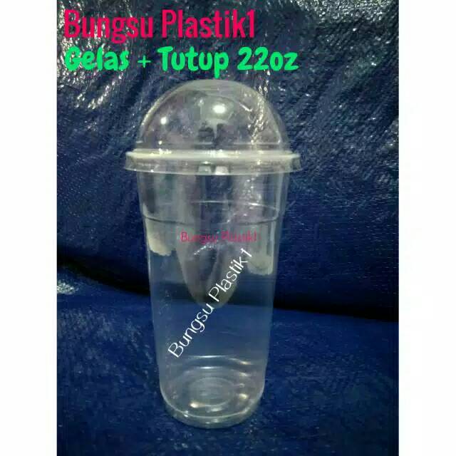 50 pcs GELAS 22 oz Cup Plastik pp TUTUP domelid cembung 50 pcs GELAS 22 oz Cup Plastik pp TUTUP domelid cembung