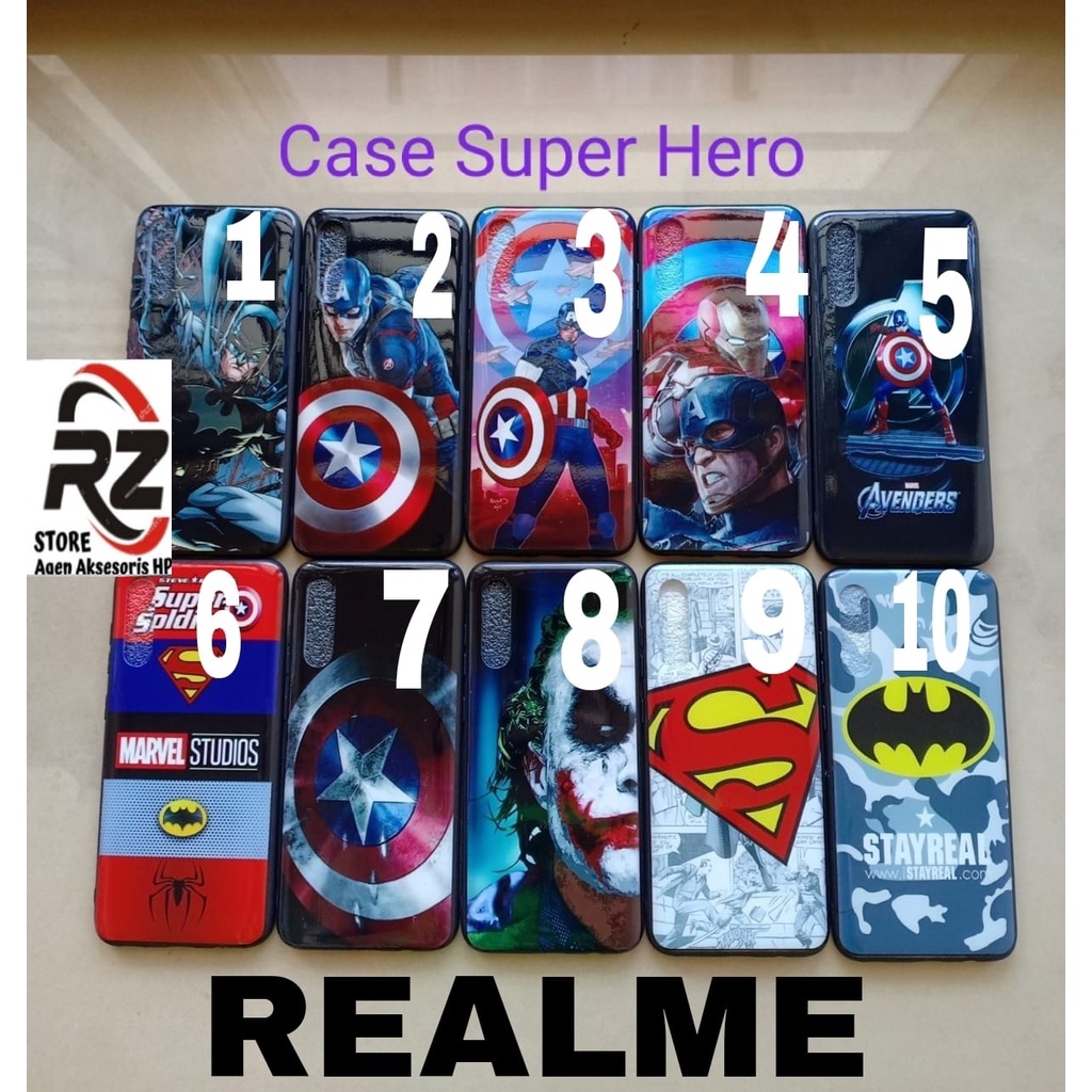 SUPER HERO CASING Hard case glossy REALME 5 5I 5S 6 7I PRO XT case casing KARAKTER  HARD CASE SILIKON LUCU CASING