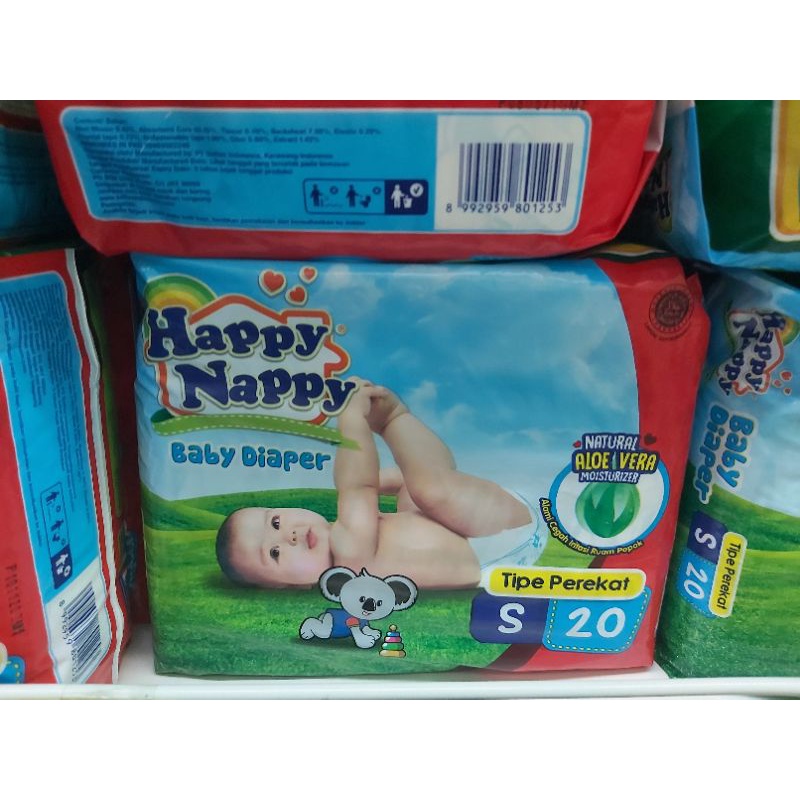 Happy Nappy Baby Diapers Tipe Perekat ukuran S isi 20