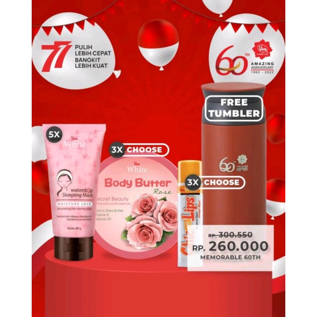 Paket 5 Sleeping Mask 3 Body Butter 3 Chic On LipsFREE 1 Pcs