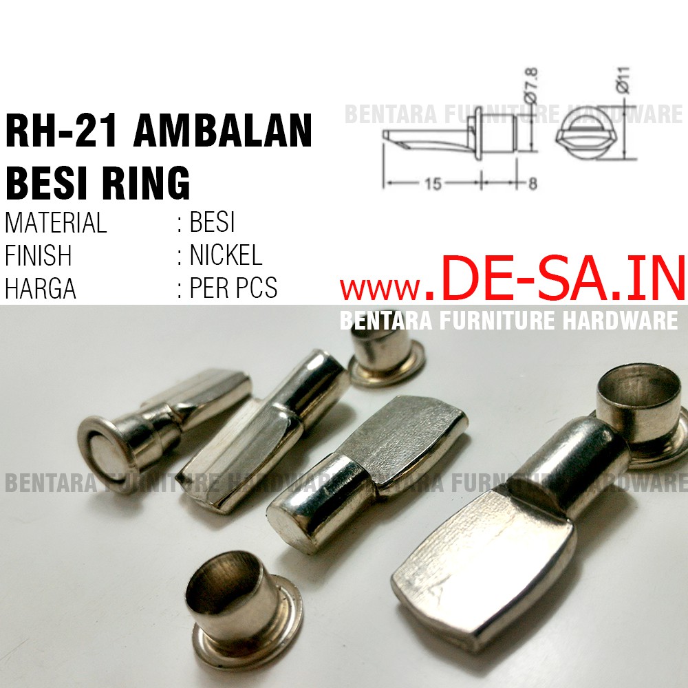 Harfit Huben RH-21 Ambalan Besi Ring + Laki ( u/ Rak Kayu) - Shelf Support Fitting