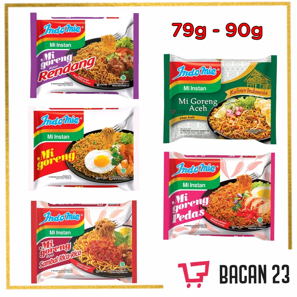 Indomie Goreng Mi Instan (79gr-90gr) (Special - Aceh - Rica - Rendang - Pedas )/ Bacan 23 - Bacan23