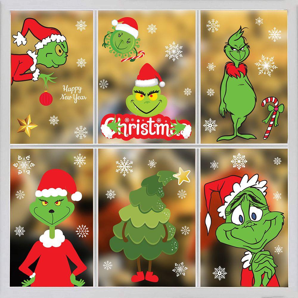 Populer 8PCs Stiker Kaca Lucu Kreatif Tahun Baru Wallpaper Merry Christmas Natal Stiker Jendela