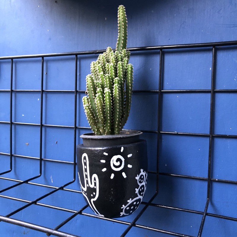

Pot kaktus lukis monokrom