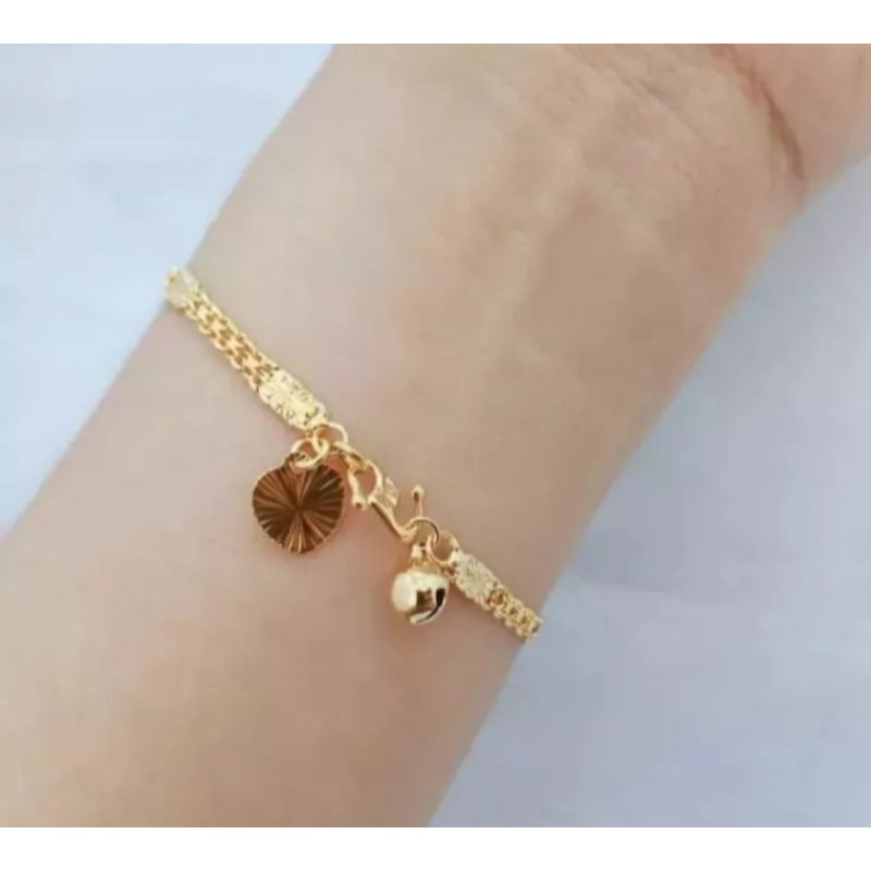 Gelang tangan titanium original motif tikar kekinian fashion wanita modern anti luntur dan karat