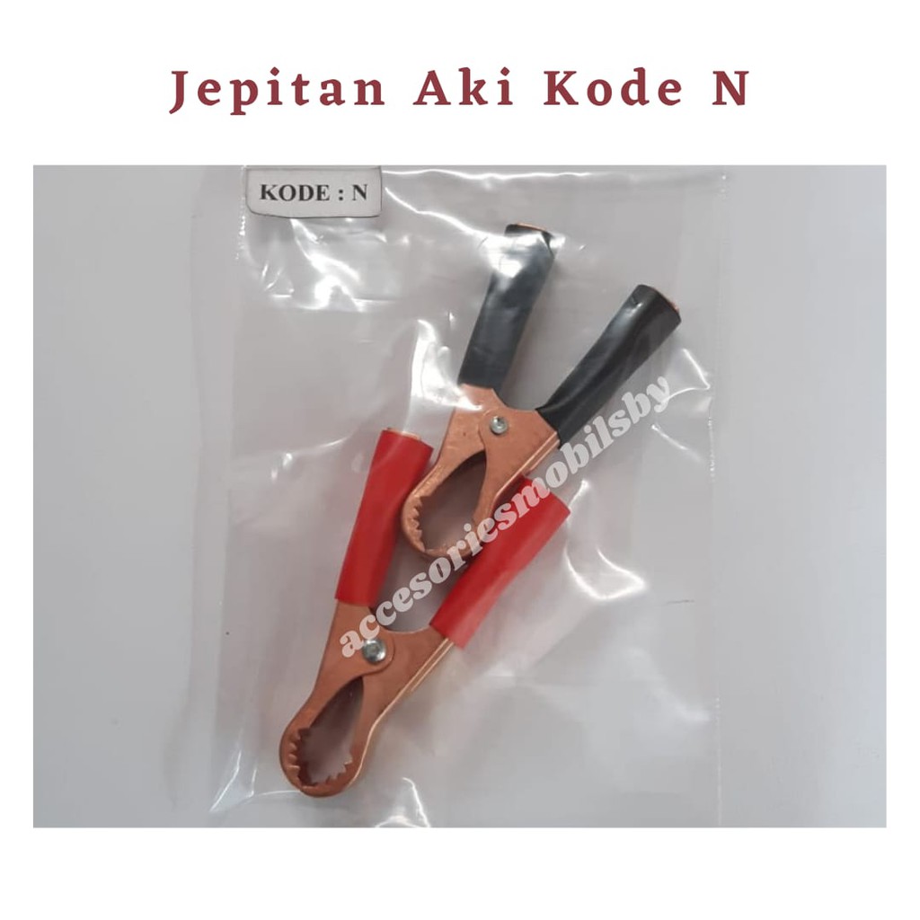 Jepit aki buaya ( set ) 8cm / jepitan aki mobil  / jepit buaya / jepitan accu mobil / penjepit aki N