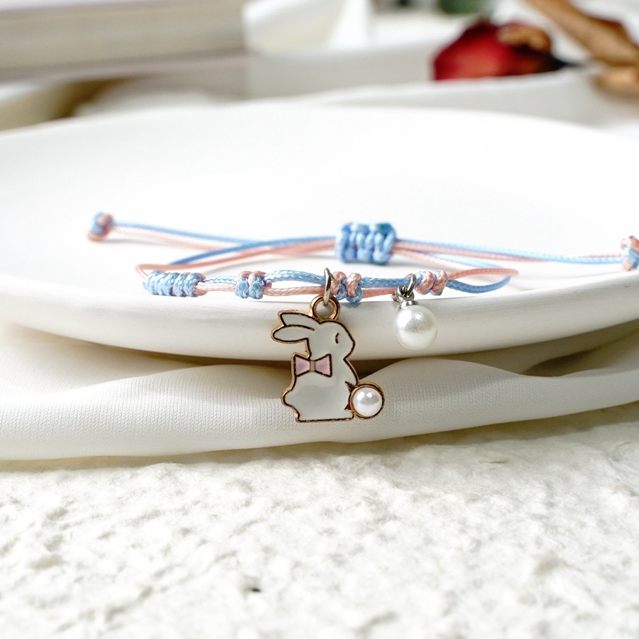 [Big Sale]1 Pcs Gelang Wanita Korea Gelang Couple Sahabat Manik Tali  Braided Bracelet/Friendship Adjustable Fashion Aksesoris-Bunny