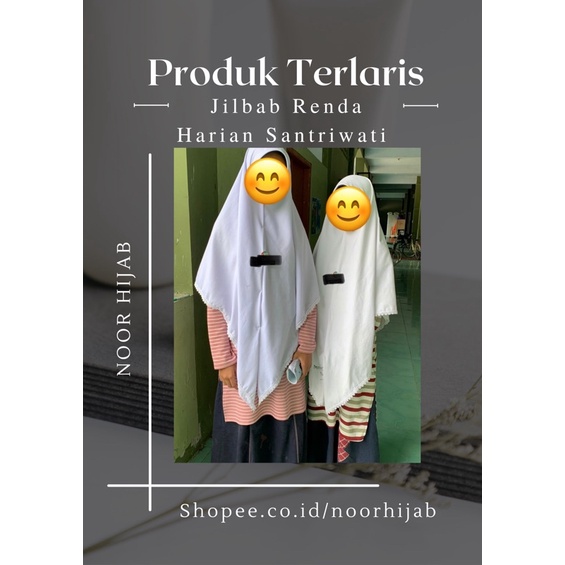 Jilbab segi empat renda putih ala gontor