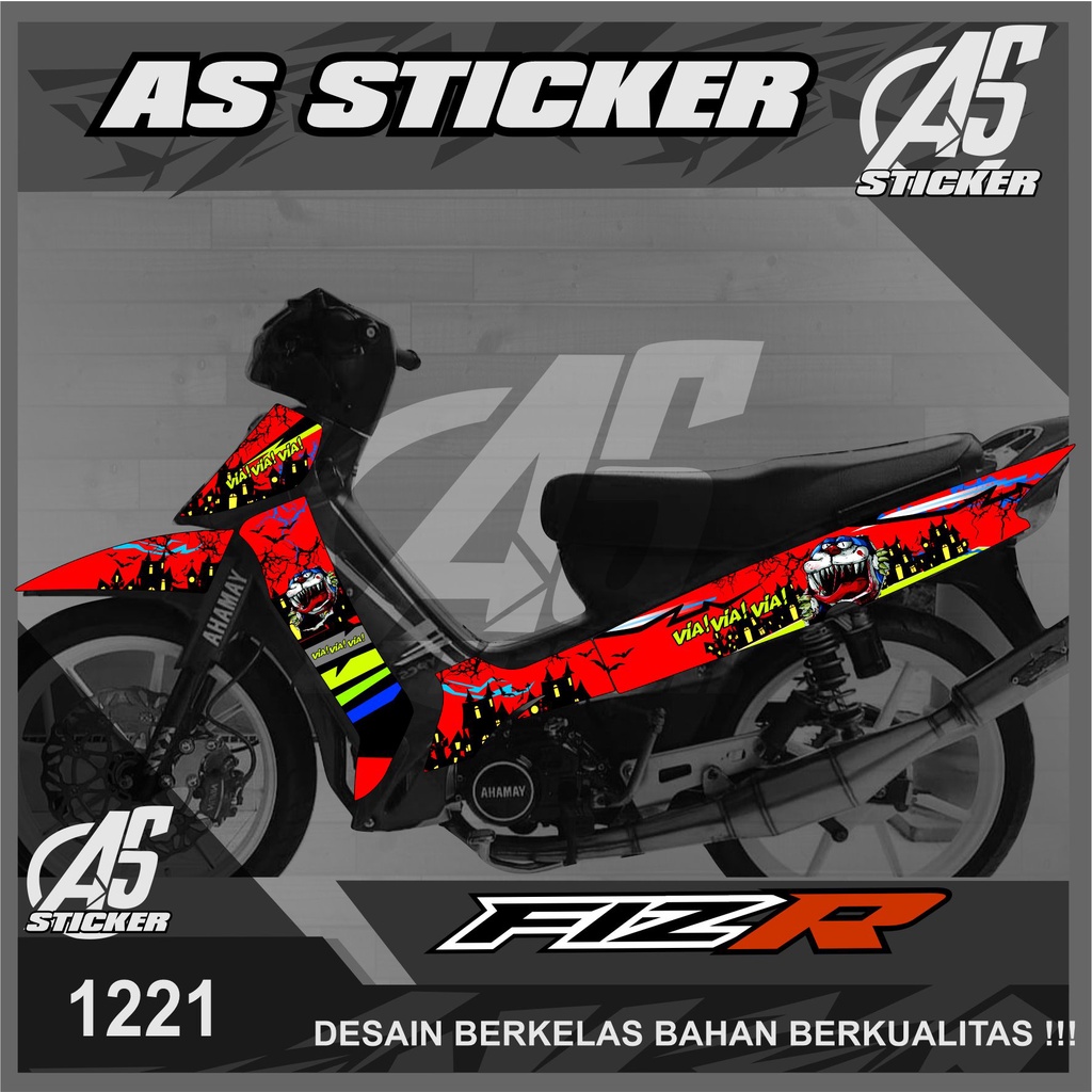 1221 STRIPING STICKER FIZ R LIS DORAEMON ZOMBIE RACING SEMI FULL STIKER MOTOR YAMAHA